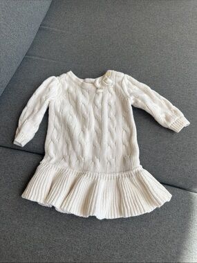 Cozy Cable-Knit Cream Dress for Kids